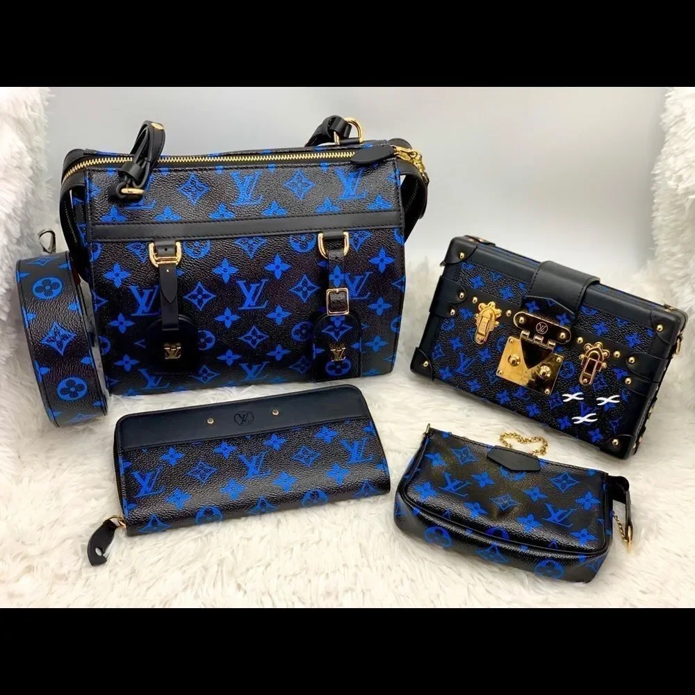 Louis Vuitton Bag Strap Black/Blue Race Collection Shoulder Bandouliere Monogram